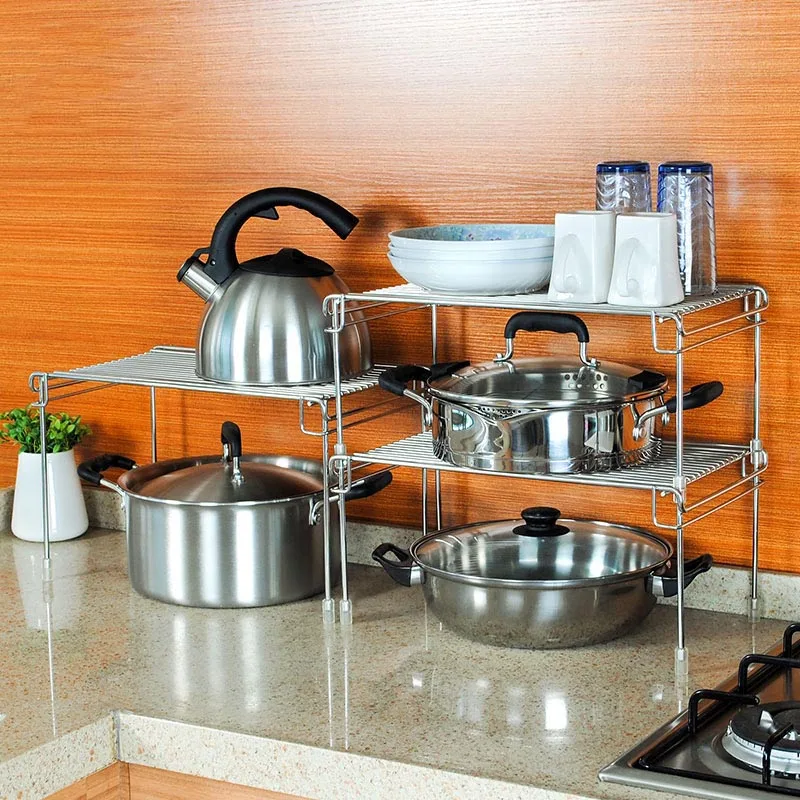 
Space-saving Metal Sundries Storage Rack Combination Kitchen Spice Holder Cooking Pot Stands 