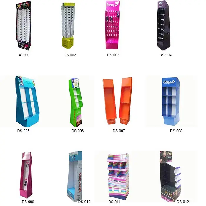 Extra Strong Floor Display Stands Cardboard with J-peg Hooks For Supermarket Retail Displays