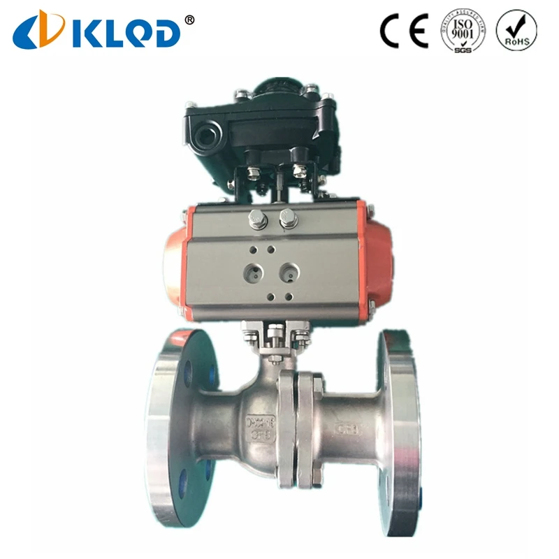 304 316 Flange Pneumatic Actuated Stainless Steel Ball Valve