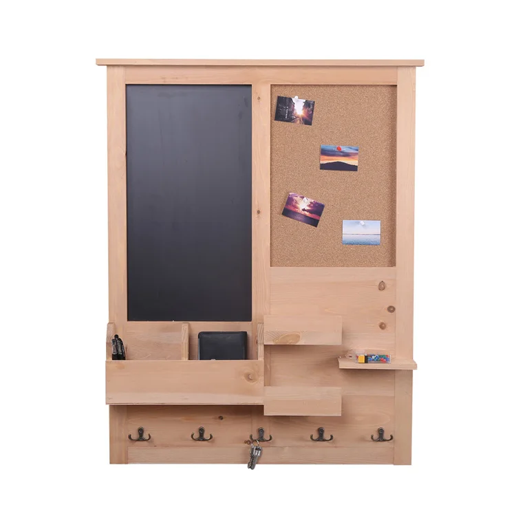 Custom Printing Vintage Decoration Wooden Chalk Board Home Messsage Board with Organizer