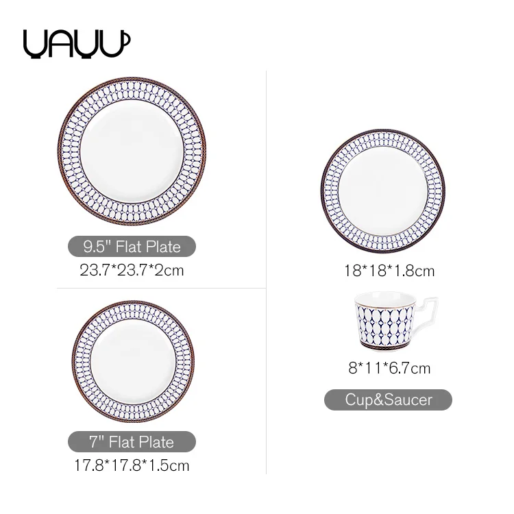 Online sale high quality 16pcs ceramic dinnerware dinner set with gold rim