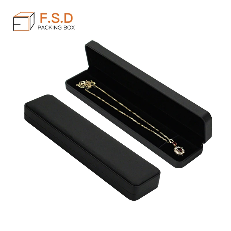 FSD  Custom black PU Leather necklace jewelry Box   bracelet luxury jewelry box packaging