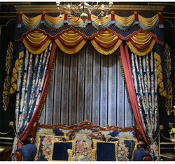 Luxurious Embroidery Window Curtains Valance Flocking Chenille Jacquard  living room bedroom double layer curtain (BY12-A10001)