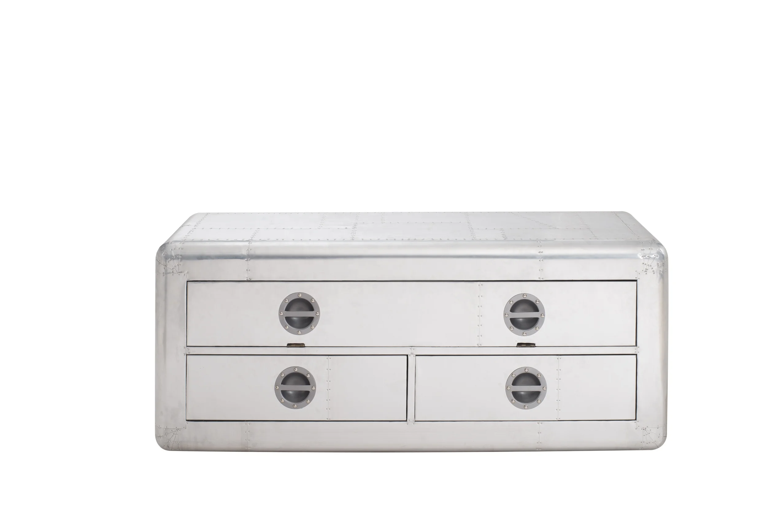 TV stand with aviator aluminum covering