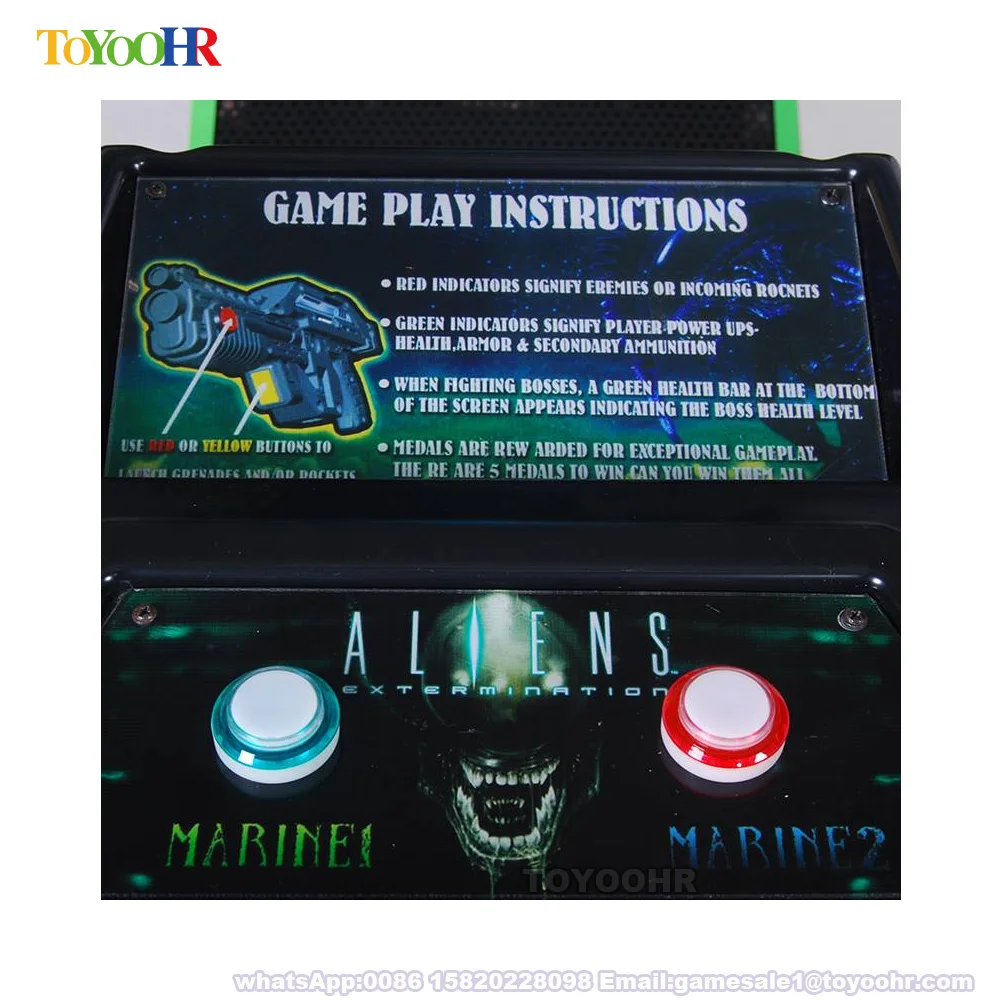 Arcade Game Machine Gun Shooting 32 Inch LED Alien Gun Machine for Arcade Game Room and Family Entertainment Center