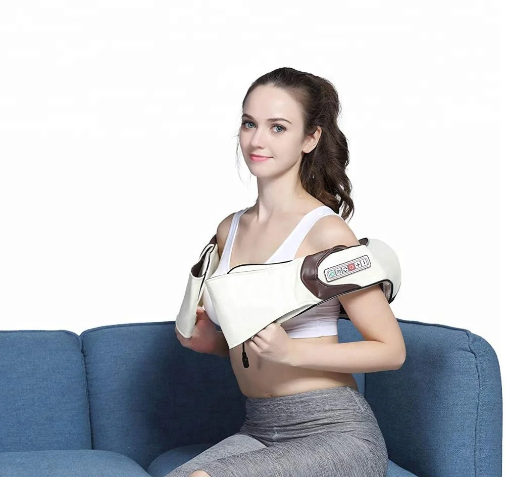 CE RoHS shiatsu cervical electric massage shawl with heat neck back plus massager