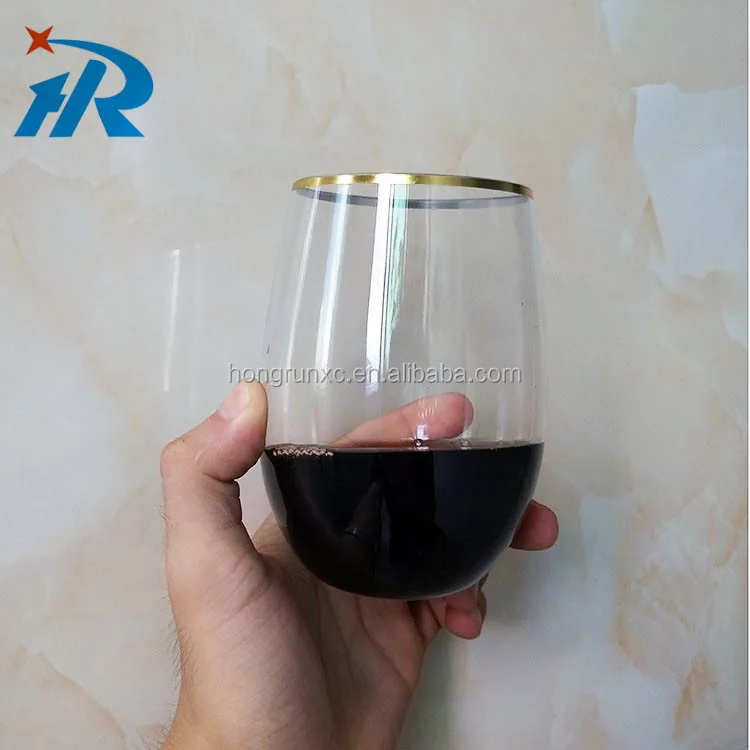 Gold mouth custom disposable plastic red wine glass