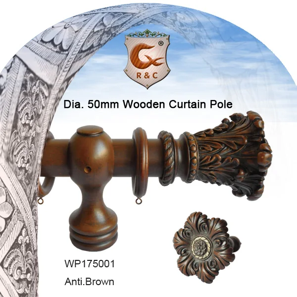 manufacturer modern high quality retro roman style wooden curtain pole wood curtain rods for windows