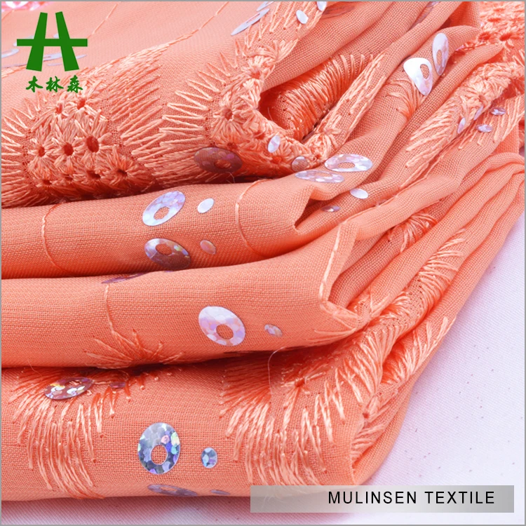 Mulinsen Текстиль полиэстер Новая мода вышивка блестки танцевальное платье ткань