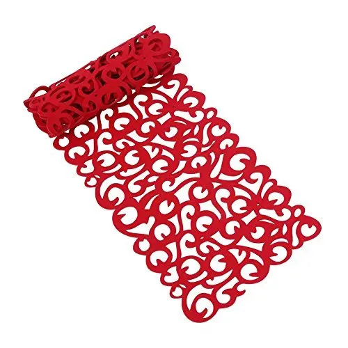 Factory Custom Made Eco-Friendly Table Decoration Mats Laser Cut Rectangle Felt Table Runner