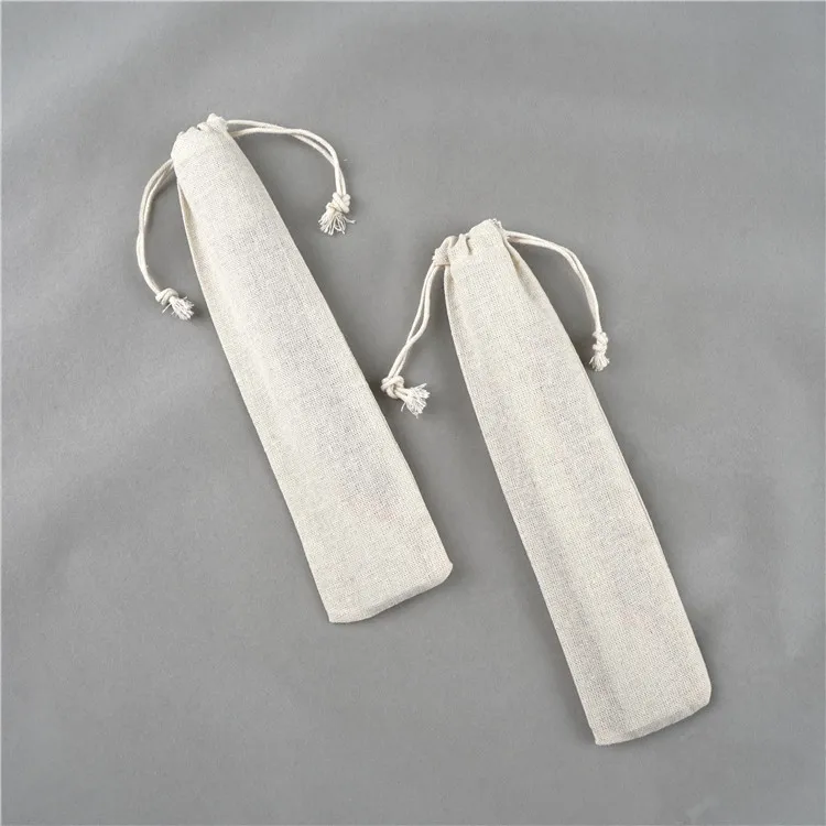 Muslin Pouch for Straws Plain Drawstring Organic Cotton Chopsticks Bag, Cotton Drawstring Linen Recyclable Promotion bag