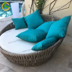 Popular Patio Waterproof outdoor round sofa bed rattan day bed big size sofa bed