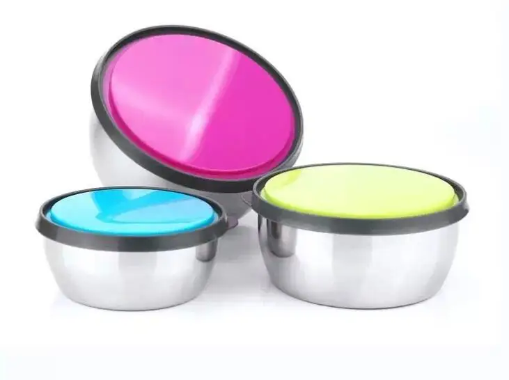 stainless steel food container with lid bowl seal bowl of fresh round refrigerator storage lunch large boxes
