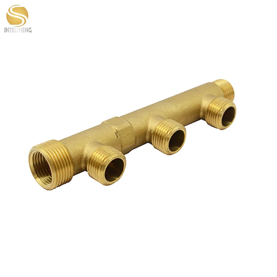 2/3/4 ways heating flow water meter tube pipe fittings connector brass copper industrial manifold