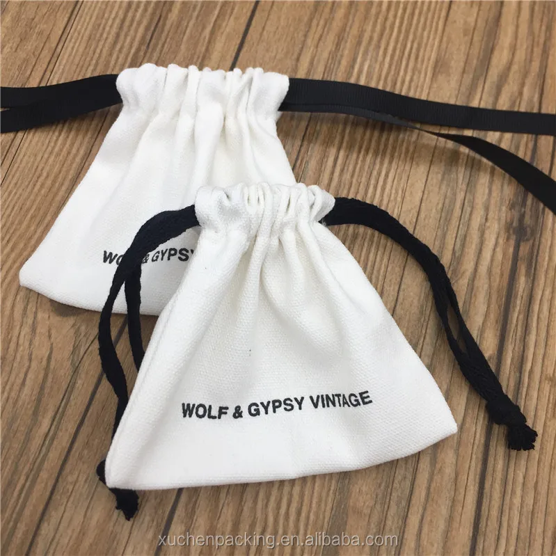 Thick beige cotton dust pouch canvas jewelry bag