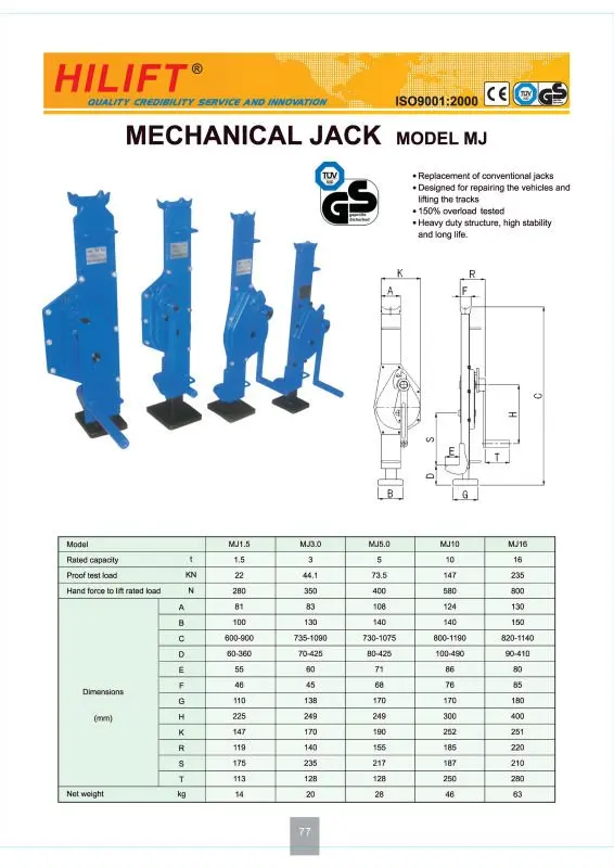 Mechanical Jack designed for repairing the vehicles and lifting the tracks