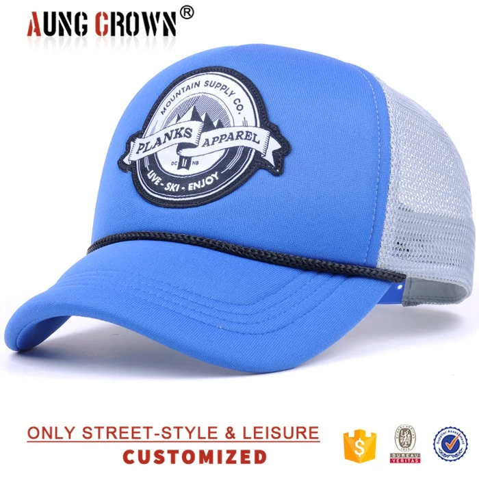 Applique foam trucker with rope on visor
