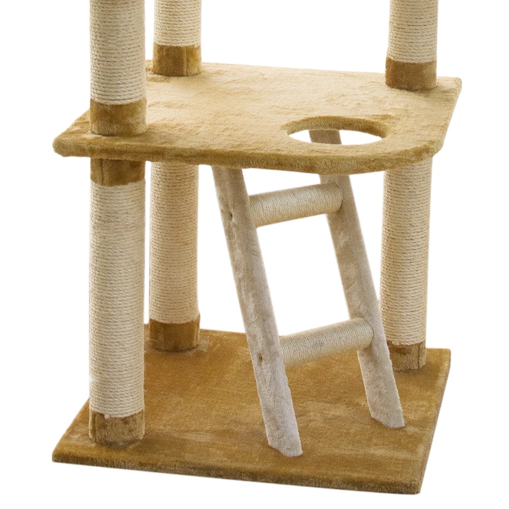 Wholesale Natural Outdoor Modern Designer Custom Brown Wood Wooden Large Cat Tower Tree Cat Furniture Condo