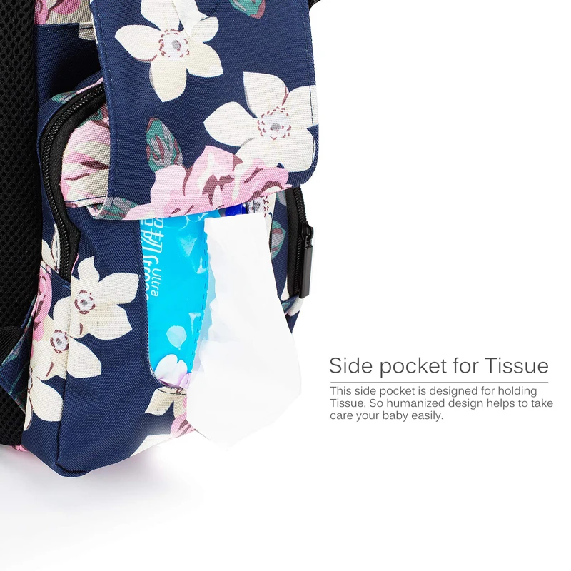 Lokass New Design Stroller Strap System Cotton insular Nappy Mommy Diaper Bag Backpack with Wet Dry Bag