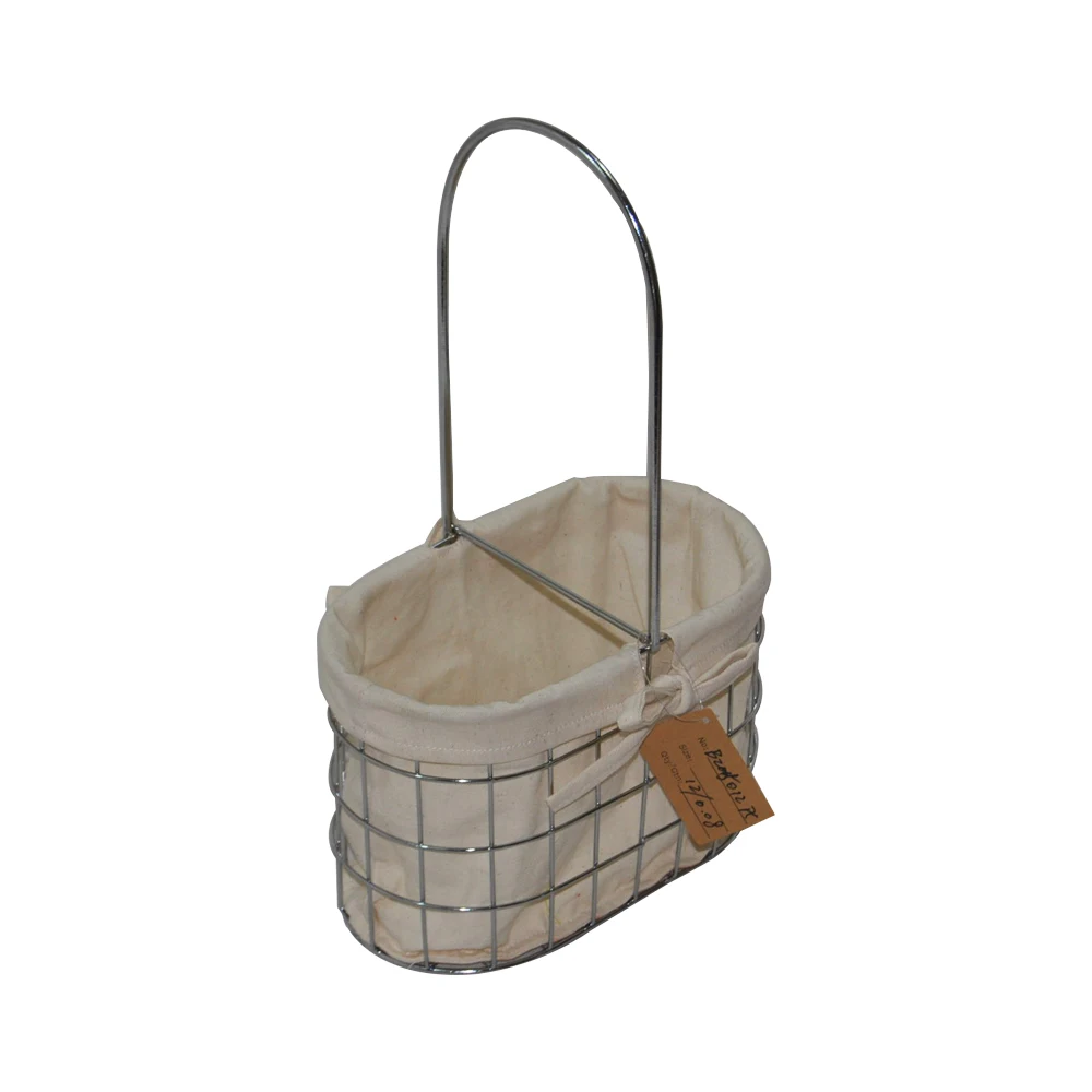Free Sample Household Storage Kitchen Craft  Metal Bottle Carrier Basket with Handle And Removable Liner For Wine Lovers