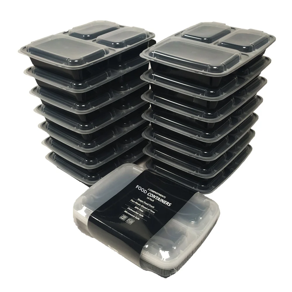 Wholesale Plastic Black Microwave Safe Bento Food Delivery / Transport Containers / Lunch Boxes