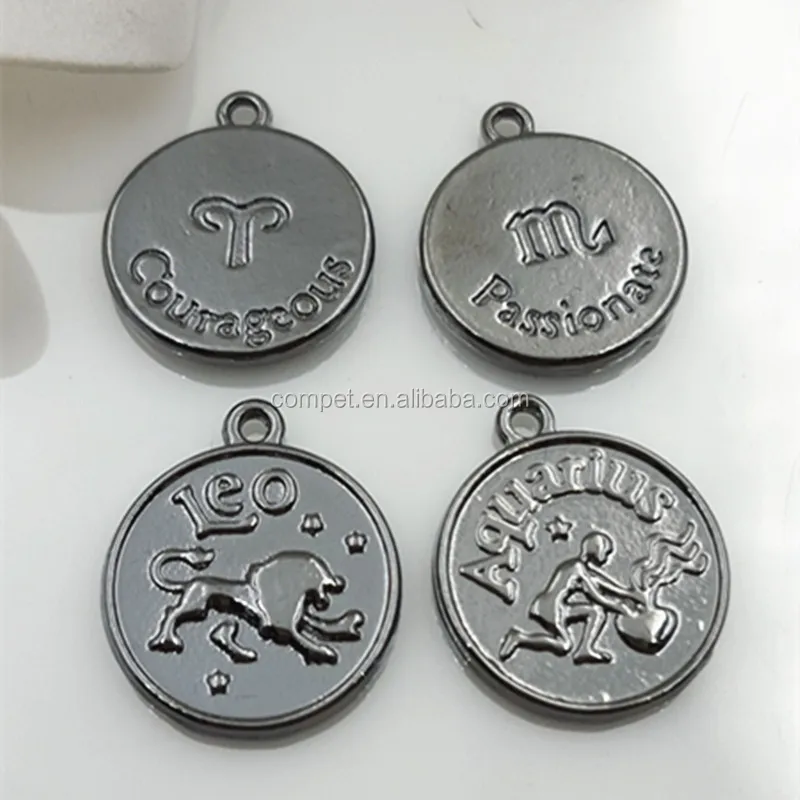 
Wholesale gun black zinc alloy pendant jewelry 12 zodiac signs 