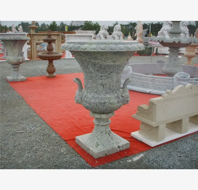 Castle garden decoration carved stone gibson guitar style vase