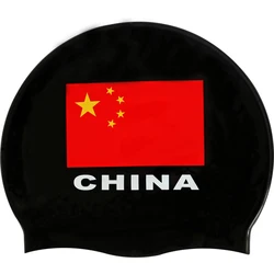 China flag pattern male and female general elastic swimming caps