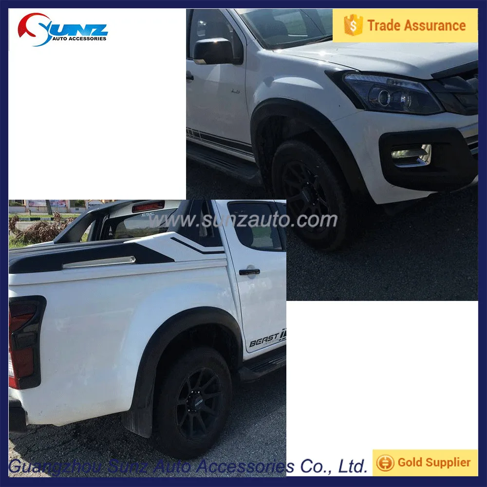 YCSUNZ ABS Matte Black OEM wheel arch with rubber Smooth fender flare For D-max 2012-2016 Pickup accessories