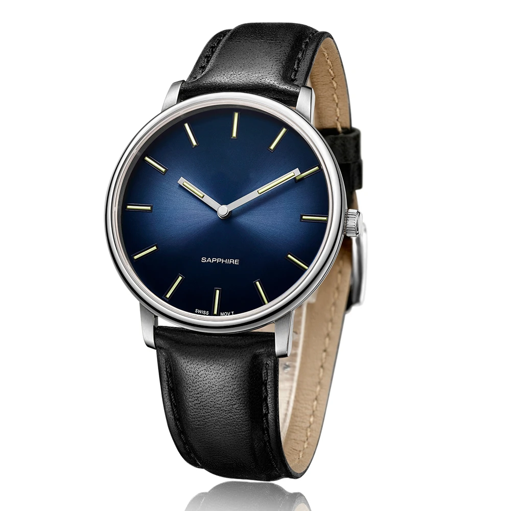 Ultra Thin Switzerland Movement tritium watch 5ATM Water Resistant Quartz Men Watch