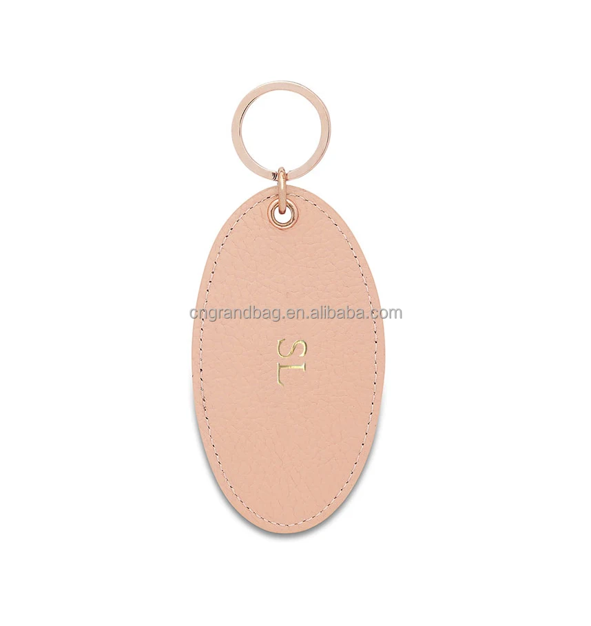 Handmade custom logo round key chain leather keychain