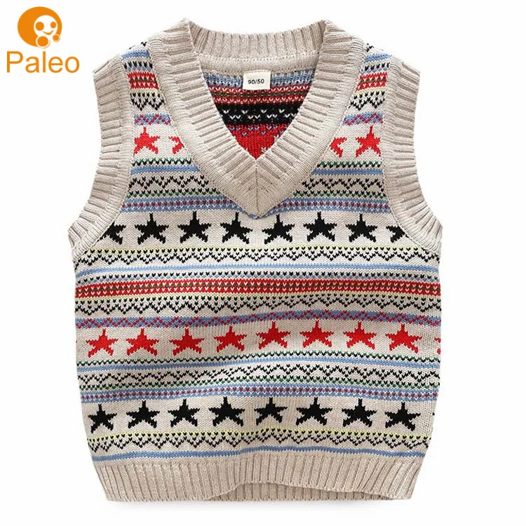 
OEM ODM Factory Hot sale cotton five star design knit kids vest 