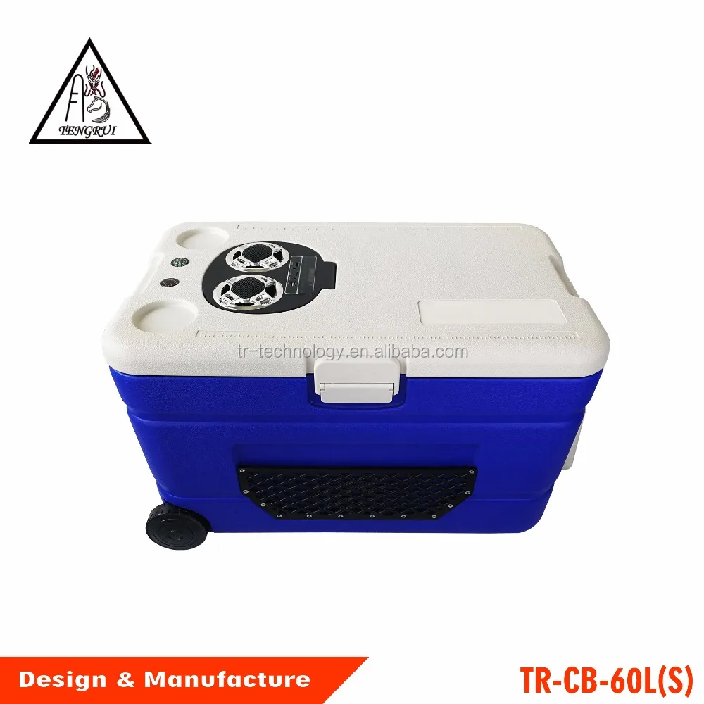 Outdoor portable trolley cooler box with Bluetooth Speaker radio bigger wheels,big game fishing cooler box