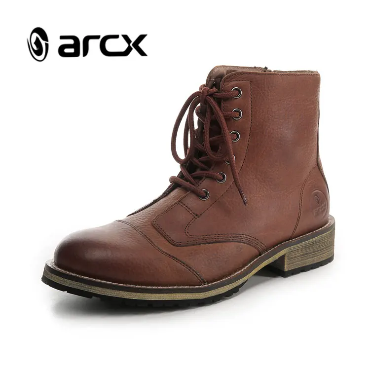 Custom ARCX Winter Genuine Leather Ankle Boots Motorcycle Riding Boots Moto Shoes for Men