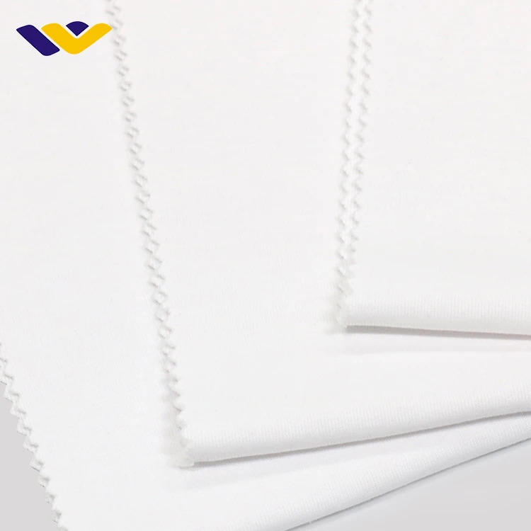 32s Plain dyed recycle knit interlock fabric Cotton Spandex shirting fabric Stock for cotton garment