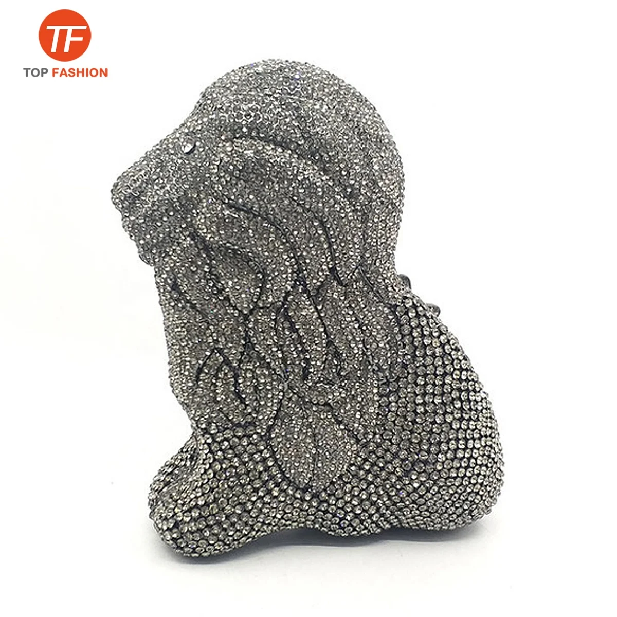 China Factory Wholesales Luxury Fully Crystal Rhinestone Clutch Evening Bag For Formal Party 3D Lion Minaudiere Purse