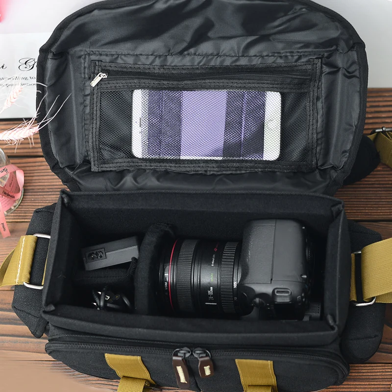 2019 professional manufacturing vintage canvas waterproof digital DSLR fashion video camera bag