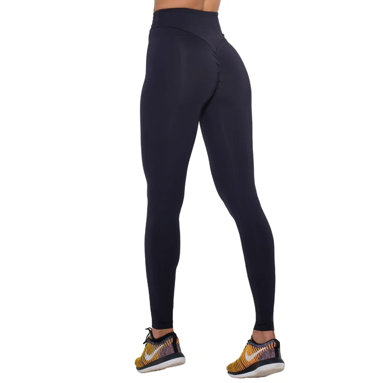 Ladies Sexy Scrunch Butt Athletic Wear High Waist Slim Fit Yoga Pants Leggings Black Basic Women Yoga Leggins