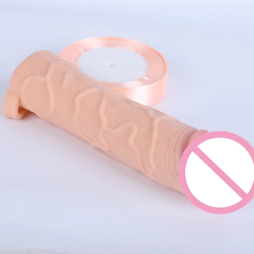 Extreme soft cock condom cage penis sleeve rubber lifelike