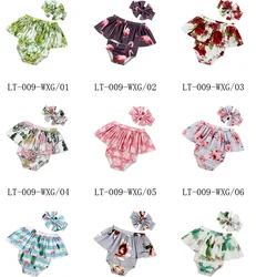 Оптовая продажа, детская одежда без рукавов с цветочным узором, весенняя одежда с цветочным принтом, спортивный костюм для малышей, комбинезон для девочек и мальчиков