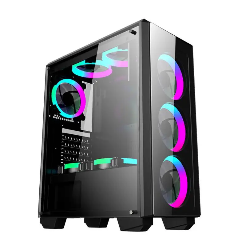 
Корпус игровой компьютерной башни ATX RGB/светодиодный вентилятор из закаленного стекла 