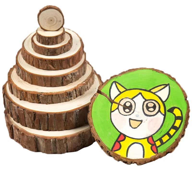 
Natural Wood Slices Round Blank Craft Rustic Wedding Ornaments Wood Chips Wood Disc 