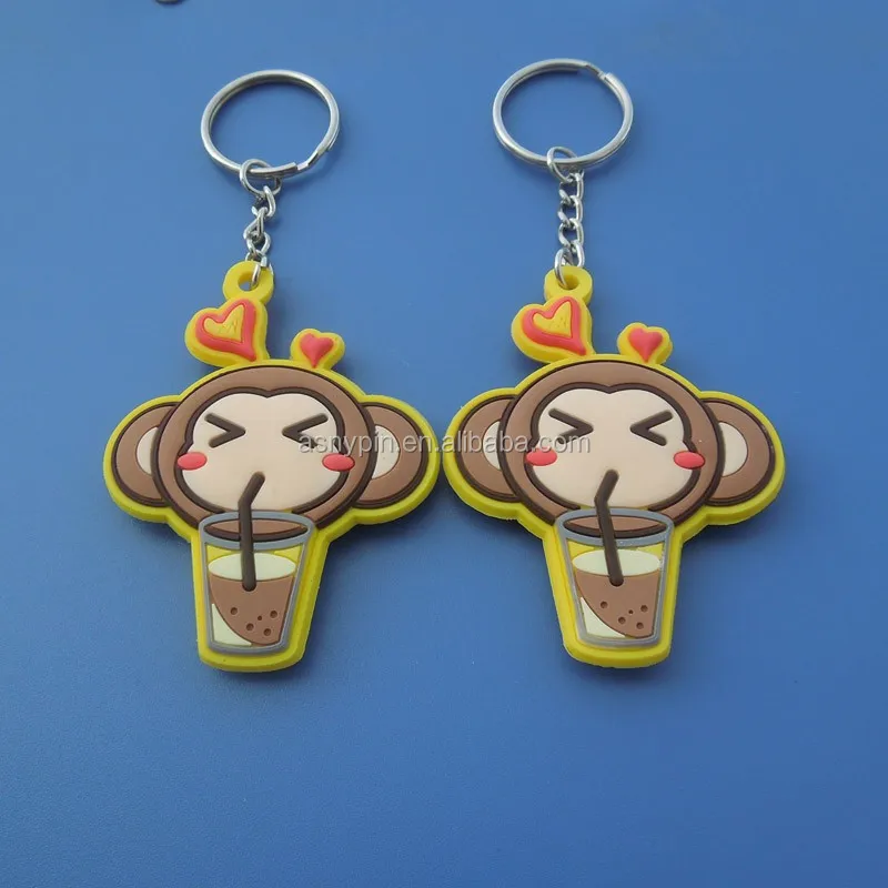 
Monkeys playing games die cut shape cute animals pvc rubber key ring keychain 