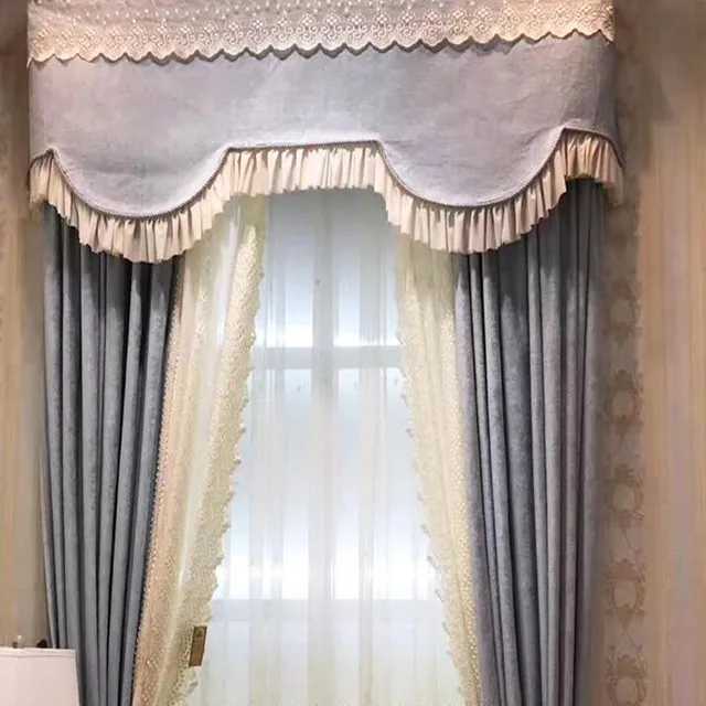 Insulate Heat and Cold Fashionable Design Grommet Top with Valance and Sheer Hight Quality Chenille Jacquard Curtain Fabric
