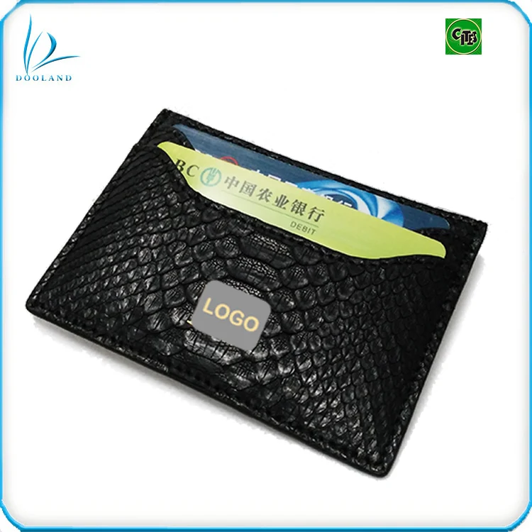 Unique design exotic real python skin leather card wallet holder black