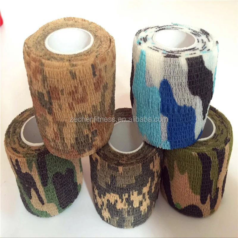 Self adhesive elastic breathable non woven cohesive first aid bandage Camouflage waterproof wrap tape