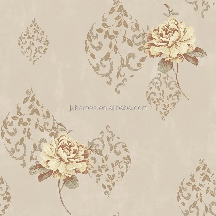 1.06m * 15.6m Fresh Natural Peony Pattern European-style Pastoral Vinyl Wallpaper Home Decoration