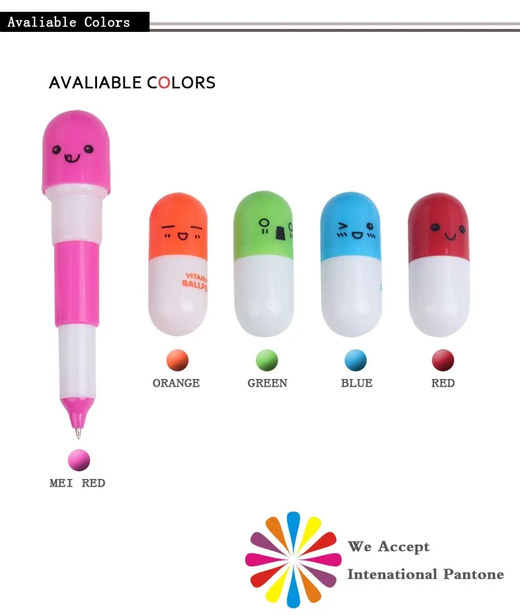 Mini lovely capsule pen with low price cute capsule vitamin ball pen promotional capsule ball pen