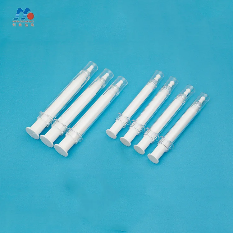 Custom 5ml 10ml 20ml silk screen printing empty plastic cosmetic airless syringe bottles