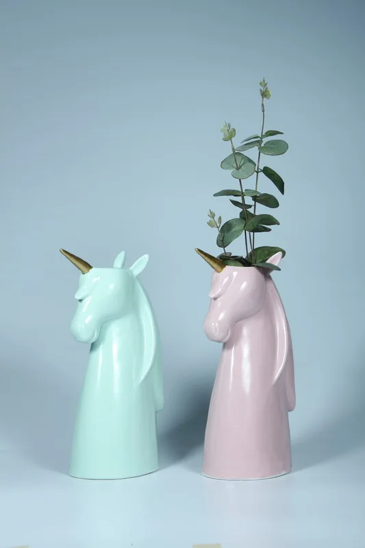 New design unicorn ceramic flower vase